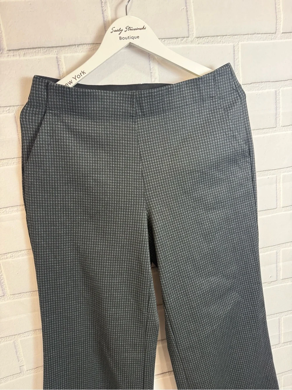 Max Studio London Bootcut Pants Gray Black Stretch Career Dress Pants Size L NWT
